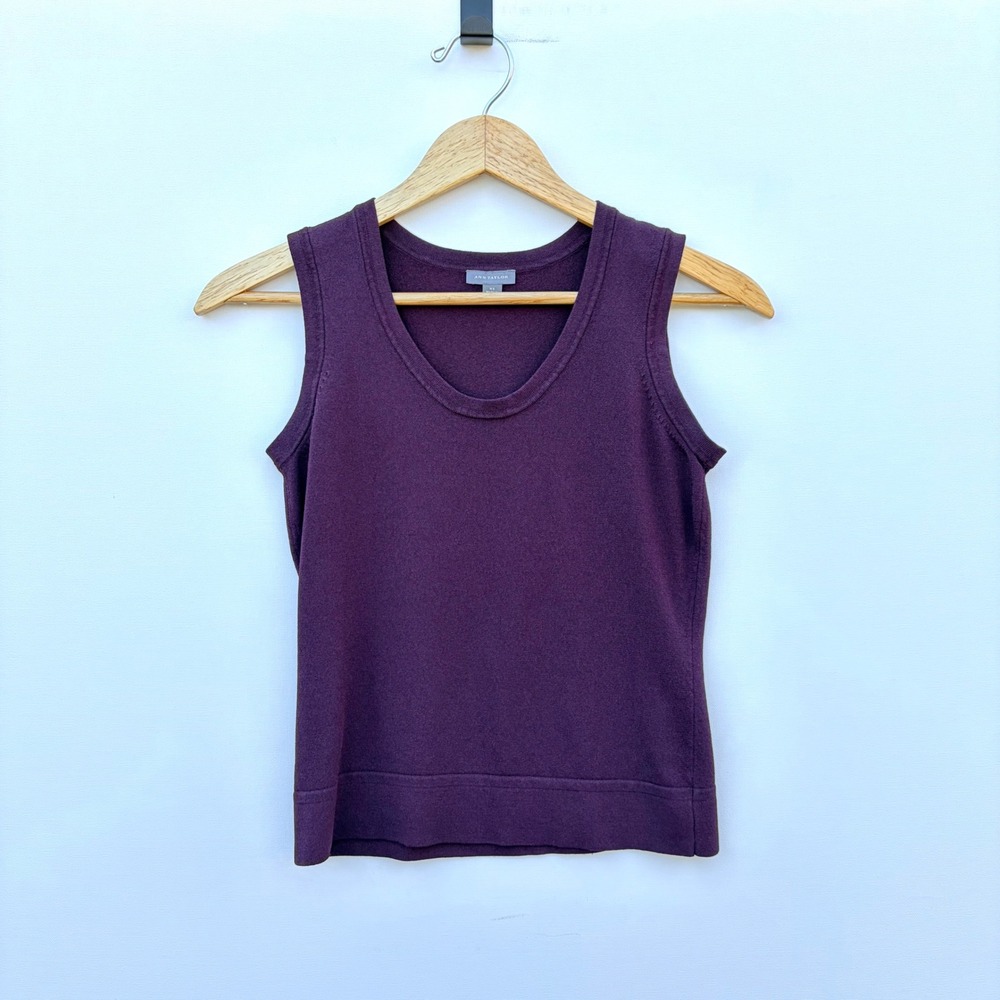 Ann Taylor Womens XS Purple Knit Shell‎ Scoop Neck Sleeveless Tank Top